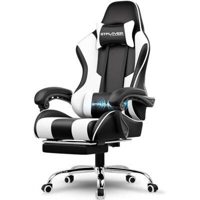GTPLAYER Gamingstoel, bureaustoel, gamer, muziek, met bluetooth-luidspreker, ergonomisch design (wit) GTPLAYER Gamingstoel, bureaustoel, gamer, muziek, met bluetooth-luidspreker, ergonomisch design (wit)