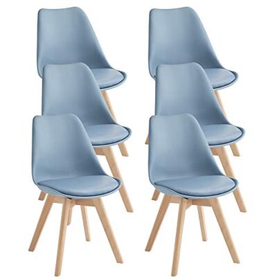 Stones Design Twist Set van 6 stoelen, kunstleer, blauw, 52 x 48,5 x 82 cm, H zitting 43 cm Stones Design Twist Set van 6 stoelen, kunstleer, blauw, 52 x 48,5 x 82 cm, H zitting 43 cm