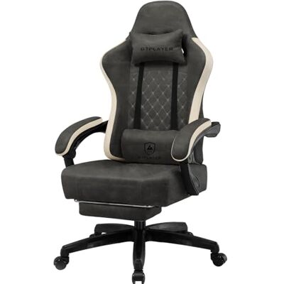 GTPLAYER ergonomische gamingstoel, in kunstleer, met verende zitting, geïntegreerde armleuningen en voetensteun, draagvermogen tot 150 kg GTPLAYER ergonomische gamingstoel, in kunstleer, met verende zitting, geïntegreerde armleuningen en voetensteun, draagvermogen tot 150 kg