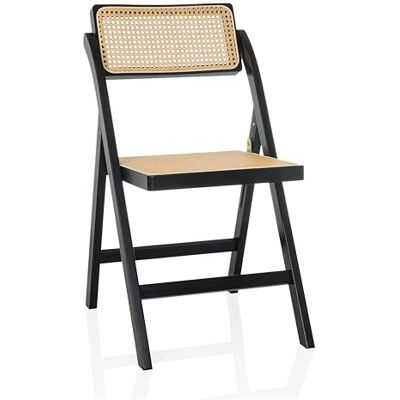 hjh LIVING Opklapbare stoel van bamboe met Weens vlechtwerk TUDELA BAMBOO Houten klapstoel, Opklapbare stoel, belastbaar tot 130 kg, 360° draaibare rugleuning, Zwart/Brun hjh LIVING Opklapbare stoel van bamboe met Weens vlechtwerk TUDELA BAMBOO Houten klapstoel, Opklapbare stoel, belastbaar tot 130 kg, 360° draaibare rugleuning, Zwart/Brun