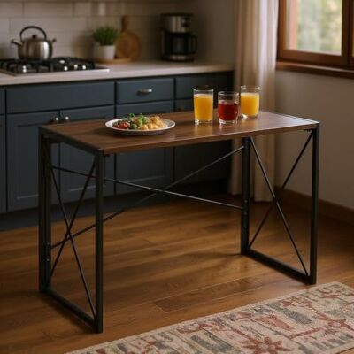 FurnitureR Bankettafels voor kantoren, klaptafels voor vergaderruimtes, koffiepauze bureau, frame van MDF en metaal, draagbaar bureau voor computer, geen montage nodig, L 100 cm, walnoot FurnitureR Bankettafels voor kantoren, klaptafels voor vergaderruimtes, koffiepauze bureau, frame van MDF en metaal, draagbaar bureau voor computer, geen montage nodig, L 100 cm, walnoot