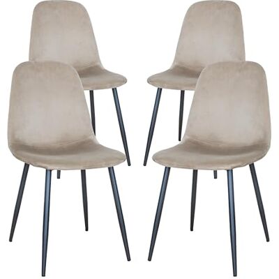 GARDENIA Becky Stoelen, Staal, Beige, 4, Eenheid GARDENIA Becky Stoelen, Staal, Beige, 4, Eenheid