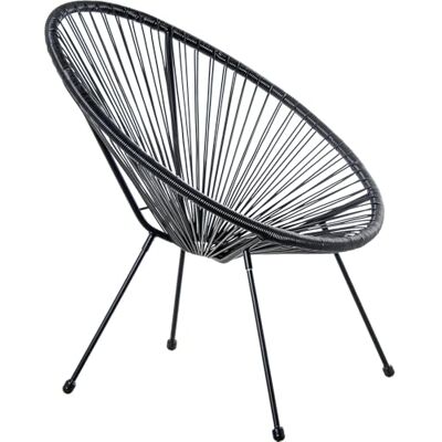 DRW Outdoor stoel van staal en kunststof gevlochten PE in zwart, 80 x 71 x 83 cm DRW Outdoor stoel van staal en kunststof gevlochten PE in zwart, 80 x 71 x 83 cm