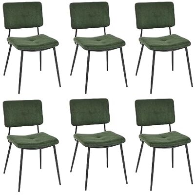 MEUBLE COSY Eetkamerstoelen, set van 6 retro keukenstoelen, ergonomische woonkamerstoel, bureaustoel met rugleuning, zitting van stof, metalen poten, groen, 59,5x45x82cm MEUBLE COSY Eetkamerstoelen, set van 6 retro keukenstoelen, ergonomische woonkamerstoel, bureaustoel met rugleuning, zitting van stof, metalen poten, groen, 59,5x45x82cm