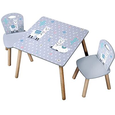 Kesper Kindertafel met 2 stoelen, materiaal: vezelplaat, afmetingen: 55 x 55 x 45 cm, motief: alpaca, kleur: grijs 17702 13 Kesper Kindertafel met 2 stoelen, materiaal: vezelplaat, afmetingen: 55 x 55 x 45 cm, motief: alpaca, kleur: grijs 17702 13