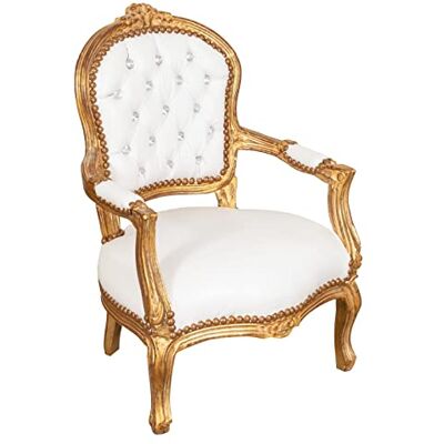 Biscottini Barok stoel, 73 x 50 x 51,5 cm, stoelen Luigi XVI, Franse stijl, slaapkamerstoel, wit Biscottini Barok stoel, 73 x 50 x 51,5 cm, stoelen Luigi XVI, Franse stijl, slaapkamerstoel, wit