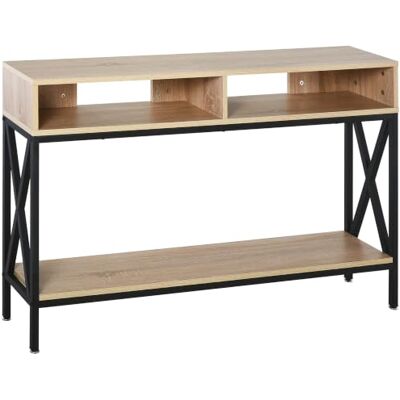 HOMCOM Industriële console entree tafel 120x23.5x75 cm eikenhout Multifunctionele opslag HOMCOM Industriële console entree tafel 120x23.5x75 cm eikenhout Multifunctionele opslag