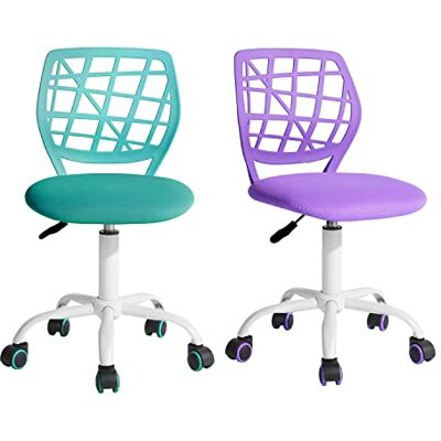 FurnitureR 2 stuks Home Office-stoel, ergonomische verstelbare hoogte draaibare rolstoel, computerstoel voor thuis, kantoor en studie, metaal, paars, turquoise, 38,5 cm x 40 cm x 75-87 cm FurnitureR 2 stuks Home Office-stoel, ergonomische verstelbare hoogte draaibare rolstoel, computerstoel voor thuis, kantoor en studie, metaal, paars, turquoise, 38,5 cm x 40 cm x 75-87 cm