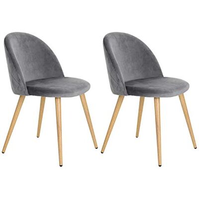 39F FURNITURE DREAM Set van 2 Scandinavische fluwelen stoelen met metalen poten van eiken, voor eetkamer, keuken, woonkamer, stof, grijs, 56 x 50 x 78 cm 39F FURNITURE DREAM Set van 2 Scandinavische fluwelen stoelen met metalen poten van eiken, voor eetkamer, keuken, woonkamer, stof, grijs, 56 x 50 x 78 cm