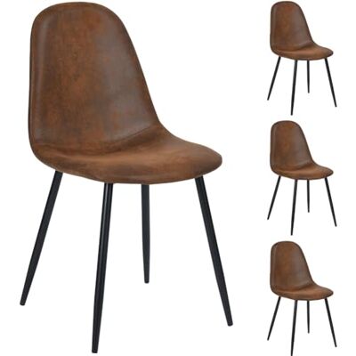 Shally Dogan Set van 4 eetkamerstoelen, poten van zwart staal, zachte zitting, ergonomische stoel in Scandinavisch design, ideaal voor slaapkamer, keuken, kantoor, bekleding van kunstleer Shally Dogan Set van 4 eetkamerstoelen, poten van zwart staal, zachte zitting, ergonomische stoel in Scandinavisch design, ideaal voor slaapkamer, keuken, kantoor, bekleding van kunstleer