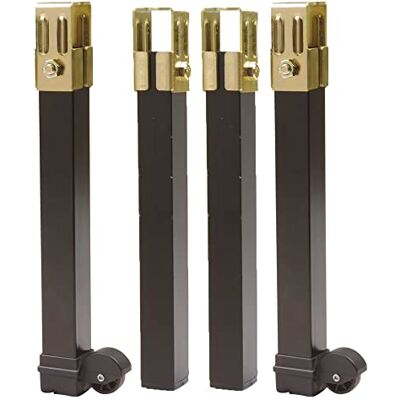 Amig Set van 4 bedframepoten Vierkant en staal Zwart Hoge weerstand 2 vaste poten en 2 poten met wielen 270 x 30 x 30 mm Amig Set van 4 bedframepoten Vierkant en staal Zwart Hoge weerstand 2 vaste poten en 2 poten met wielen 270 x 30 x 30 mm