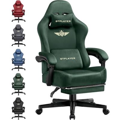 GTPLAYER Gamingstoel, ademende bureaustoel, ergonomisch, hoogwaardige stof, ergonomische pc-stoel, 160° verstelbare rugleuning en uittrekbare voetensteun, groen GTPLAYER Gamingstoel, ademende bureaustoel, ergonomisch, hoogwaardige stof, ergonomische pc-stoel, 160° verstelbare rugleuning en uittrekbare voetensteun, groen