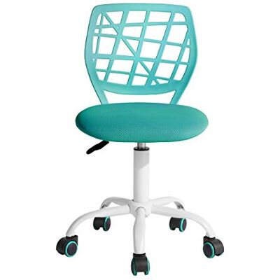 FurnitureR Tieners Meisjes Taak Stoel 360 Draaibare Lage Mid PP Mesh Terug Stof Zithoogte Verstelbare Rolling Castor, TURKOOIS I FurnitureR Tieners Meisjes Taak Stoel 360 Draaibare Lage Mid PP Mesh Terug Stof Zithoogte Verstelbare Rolling Castor, TURKOOIS I