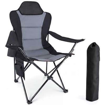 YEAUPE PRO Campingstoel opvouwbaar, visstoel, vouwstoel, hoge rugleuning, strandstoel, klapkruk, L, zwart-grijs YEAUPE PRO Campingstoel opvouwbaar, visstoel, vouwstoel, hoge rugleuning, strandstoel, klapkruk, L, zwart-grijs