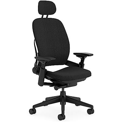 Steelcase Leap Ergonomische, in hoogte verstelbare bureaustoel met verstelbare lendensteun en armleuningen, comfortabele bekleding in zwarte stof met verstelbare hoofdsteun Steelcase Leap Ergonomische, in hoogte verstelbare bureaustoel met verstelbare lendensteun en armleuningen, comfortabele bekleding in zwarte stof met verstelbare hoofdsteun