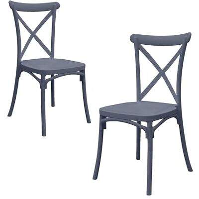 GARDENIA Stoel Country van hars, vintage, zwart, 2 stoelen GARDENIA Stoel Country van hars, vintage, zwart, 2 stoelen