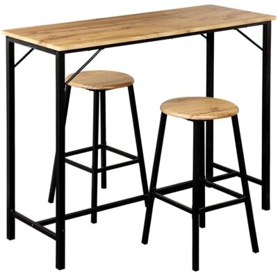 Kesper Keukenbar 3-delig tafel & 2 krukken metalen frame FSC-vezelplaat eiken-look ruimtebesparend & stabiel tafel 110×40×88 cm 1597813 Kesper Keukenbar 3-delig tafel & 2 krukken metalen frame FSC-vezelplaat eiken-look ruimtebesparend & stabiel tafel 110×40×88 cm 1597813