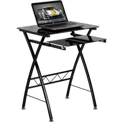 Flash Furniture Computerbureau van gehard glas, met uittrekbare toetsenbordhouder, zwart Flash Furniture Computerbureau van gehard glas, met uittrekbare toetsenbordhouder, zwart