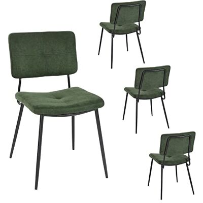 MEUBLE COSY Eetkamerstoelen, set van 4 keukenstoel, retro, met rugleuning, gestoffeerd, van stof, metalen poten, voor keuken, woonkamer, slaapkamer, groen, 54x45x82cm MEUBLE COSY Eetkamerstoelen, set van 4 keukenstoel, retro, met rugleuning, gestoffeerd, van stof, metalen poten, voor keuken, woonkamer, slaapkamer, groen, 54x45x82cm
