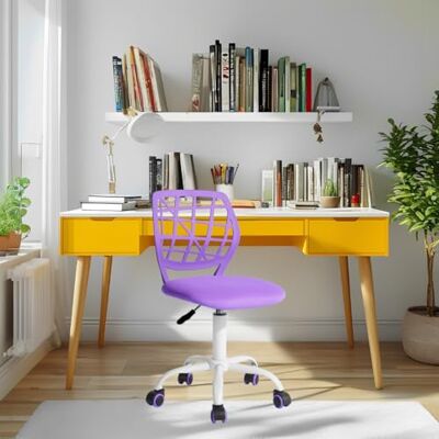FurnitureR Tieners Meisjes Task Stoel 360 Draaibare Lage Mid PP Mesh Terug Stof Zithoogte Verstelbare Rolling Castor, Paars I FurnitureR Tieners Meisjes Task Stoel 360 Draaibare Lage Mid PP Mesh Terug Stof Zithoogte Verstelbare Rolling Castor, Paars I