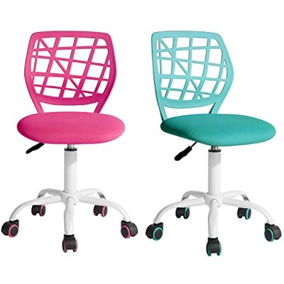 FurnitureR 2 stuks Home Office-stoel, ergonomische verstelbare hoogte draaibare rolstoel, computerstoel voor thuis, kantoor en studie, metaal, roze, turquoise, 38,5 cm x 40 cm x 75-87 cm FurnitureR 2 stuks Home Office-stoel, ergonomische verstelbare hoogte draaibare rolstoel, computerstoel voor thuis, kantoor en studie, metaal, roze, turquoise, 38,5 cm x 40 cm x 75-87 cm