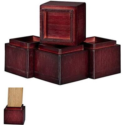 Relaxdays meubelverhoger, set van 4, voor tafels, stoelen & andere meubels, HxBxD: ca. 10x11,5x11,5 cm, roodbruin Relaxdays meubelverhoger, set van 4, voor tafels, stoelen & andere meubels, HxBxD: ca. 10x11,5x11,5 cm, roodbruin