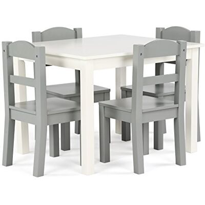 Humble Crew Kindertafel en -stoelen, ontworpen hout, wit/grijs, 66,04 x 55,88 x 48,26 cm Humble Crew Kindertafel en -stoelen, ontworpen hout, wit/grijs, 66,04 x 55,88 x 48,26 cm