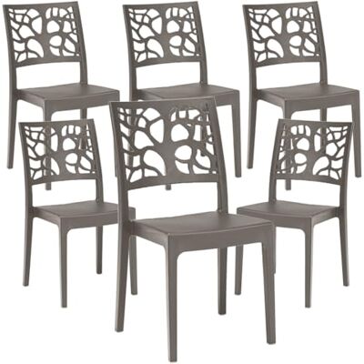 GARDENIA Teti stoelen, polypropyleen, taupe, 6, eenheid GARDENIA Teti stoelen, polypropyleen, taupe, 6, eenheid