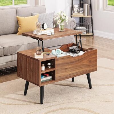 YITAHOME Salontafel met lifttop met verborgen compartiment, verstelbaar opbergplank, veerlifter, salontafel met opbergruimte voor woonkamer, 80 x 40 x 61,5 cm, rustiek eiken YITAHOME Salontafel met lifttop met verborgen compartiment, verstelbaar opbergplank, veerlifter, salontafel met opbergruimte voor woonkamer, 80 x 40 x 61,5 cm, rustiek eiken