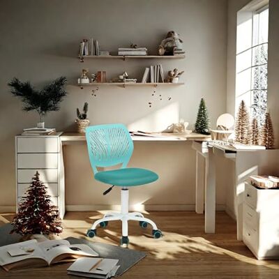FurnitureR Tieners Meisjes Taak Stoel 360 Swivel Lage Mid PP Mesh Terug Stof Zithoogte Verstelbare Rolling Castor,STOF TURKOOIS FurnitureR Tieners Meisjes Taak Stoel 360 Swivel Lage Mid PP Mesh Terug Stof Zithoogte Verstelbare Rolling Castor,STOF TURKOOIS