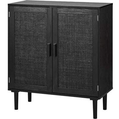 VEVOR Rotankast met 2 magnetische deuren, 80 x 36 x 88 cm, bijzetkast van rotan met verstelbaar rek en verhoogde poten 14,5 cm, voor hal, ingang, woonkamer, keuken, slaapkamer, zwart VEVOR Rotankast met 2 magnetische deuren, 80 x 36 x 88 cm, bijzetkast van rotan met verstelbaar rek en verhoogde poten 14,5 cm, voor hal, ingang, woonkamer, keuken, slaapkamer, zwart