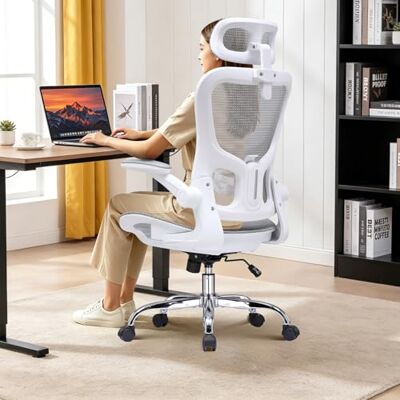 COMHOMA Bureaustoel, ergonomische netstoel, met dubbellaags mesh, ademend, adaptieve lendensteun, verstelbare hoofdsteun, voor thuiskantoor, draaistoel, 150 kg, wit COMHOMA Bureaustoel, ergonomische netstoel, met dubbellaags mesh, ademend, adaptieve lendensteun, verstelbare hoofdsteun, voor thuiskantoor, draaistoel, 150 kg, wit