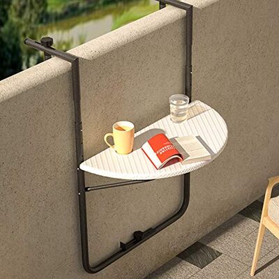 BAKAJI Salontafel voor buiten, balkon, inklapbaar, ruimtebesparend, in hoogte verstelbaar, frame van metaal en tafelblad van polyrotan, glashouder, afmetingen 60 x 64 cm (wit) BAKAJI Salontafel voor buiten, balkon, inklapbaar, ruimtebesparend, in hoogte verstelbaar, frame van metaal en tafelblad van polyrotan, glashouder, afmetingen 60 x 64 cm (wit)