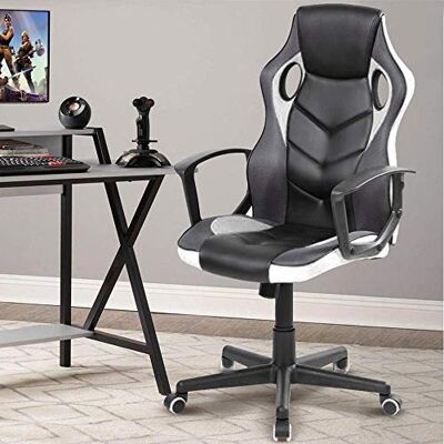 BAKAJI Presidentiële stoel ergonomische racegame stoel Eco lederen kantoormeubilair voor thuis vergaderzaal verstelbare hoogte roterende en richting BAKAJI Presidentiële stoel ergonomische racegame stoel Eco lederen kantoormeubilair voor thuis vergaderzaal verstelbare hoogte roterende en richting
