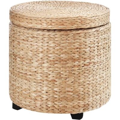 HOMCOM opbergkruk met deksel 43x43x43 cm Khaki ronde voetenkruk, zitkubus, opbergbox, gestoffeerde kruk met poten HOMCOM opbergkruk met deksel 43x43x43 cm Khaki ronde voetenkruk, zitkubus, opbergbox, gestoffeerde kruk met poten