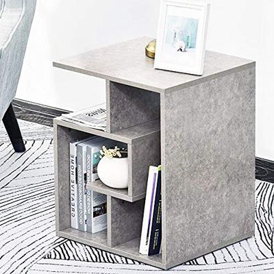 BAKAJI Boekenkast, lage plank, 4 planken, van MDF, salontafel, bijzettafel, sofa, modern design, decoratie voor woonkamer, thuiskantoor, afmetingen 45 x 40 x 55 cm (grijs) BAKAJI Boekenkast, lage plank, 4 planken, van MDF, salontafel, bijzettafel, sofa, modern design, decoratie voor woonkamer, thuiskantoor, afmetingen 45 x 40 x 55 cm (grijs)