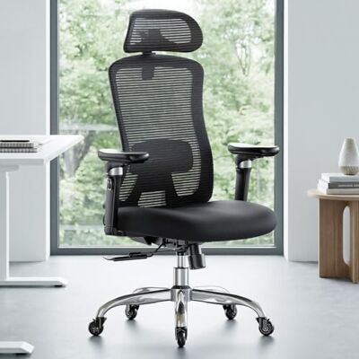 Marsail Bureaustoel met 6D-armleuningen, 3D-verstelbare hoofdsteun, schuifstoel, lendensteun, kantelslot in 4 posities, hoge en grote bureaustoel met een capaciteit van 150 kg, zwart Marsail Bureaustoel met 6D-armleuningen, 3D-verstelbare hoofdsteun, schuifstoel, lendensteun, kantelslot in 4 posities, hoge en grote bureaustoel met een capaciteit van 150 kg, zwart