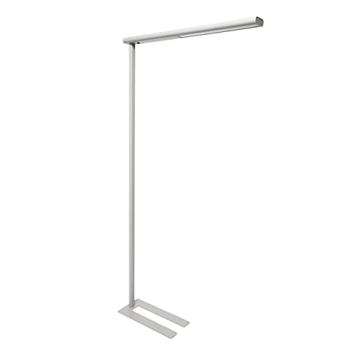 MAUL jet Led-vloerlamp, brede werkpleklamp voor kantoor, energiezuinige staande lamp met 4000 K kleurtemperatuur, zilver