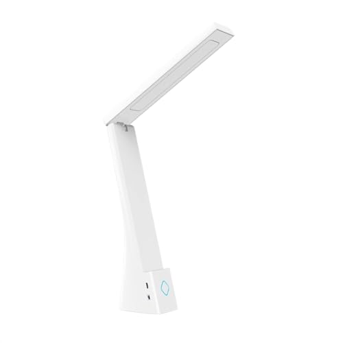 WANGHAI-666 LED-bureaulamp Opvouwbare LED-bureaulampen, dimbare oogbescherming bureaulamp, draagbare leeslamp met aanraakbediening en 3 kleurtemperaturen, telefoonhouder Bureaulampen voor thuiskantoor (Color : W