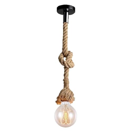 qudkdhs Industriële henneptouw hangende verlichtingsarmaturen Vintage hangende hangende plafondlamp met E27 fitting Licht Retro stijl Loft hanglampen zonder lamp voor eetkamer Hal Bar Restaurant-enk