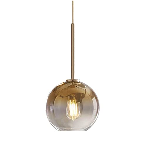 ZJIEDB Glazen hanglamp Mid Century plafond hanglamp armaturen Globe glazen kap hangende verlichtingsarmaturen enkele hangende hangende verlichting voor slaapkamer woonkamer hal foyer (goud, 25cm)