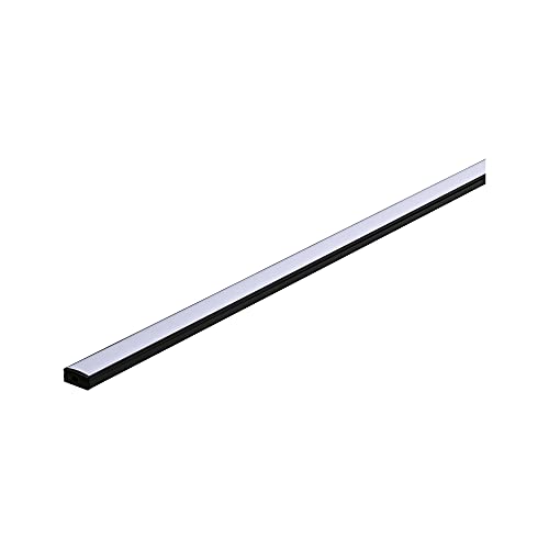 Paulmann 78902 Profielbasis met witte diffuser, 1 m, led-kanalen, zwarte strips, aluminium, kunststof strip