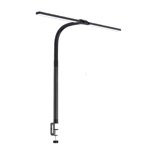 GRFIT Bureaulamp Bureaulampklem, LED-bureaulamp met dubbele kop, 10 lichtmodi en 10 helderheidsniveaus, flexibele monitorzwanenhalslamp, oogbescherming bureaulampen Oogbescherming Bureaulamp (Size : Zwart