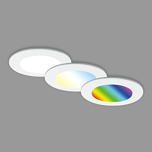 Briloner Set van 3 LED Inbouwspots Plafond, RGB Inbouwspots CCT, LED Inbouwspot Badkamer, Inbouwspots Badkamer IP65, Zwart, 92x45 mm (DxH)