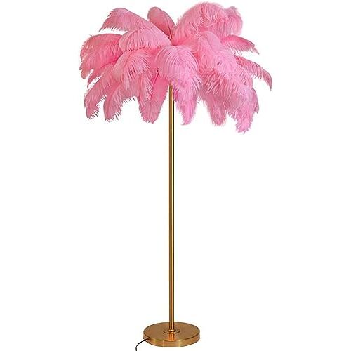 LLZZXQ Vloerlamp met veren Roze verenlamp Natuurlijke veren Vloerlamp Vloerlamp voor slaapkamer Vloerlamp Decoratie voor meisjeskamer