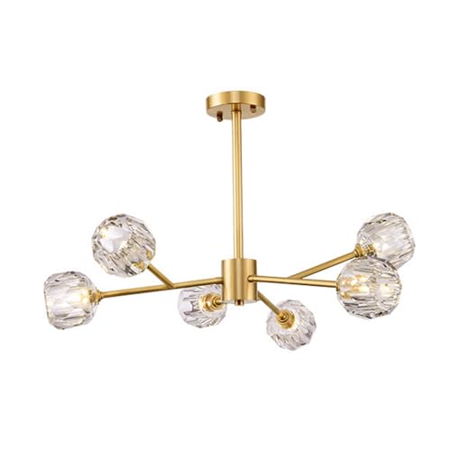 LGESR 6/9-licht gouden kristallen kroonluchter Mid Century moderne dimbare hangende verlichtingsarmaturen in hoogte verstelbare hangende verlichtingsarmaturen metaal koperen hangende lampen voor eetkamer ke