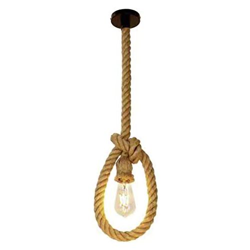 Vecys Henneptouw Enkele Kop Hanglamp, Vintage Touw Lampen Henneptouw Lamp Voor Café Restaurant Bar Etc (80cm)