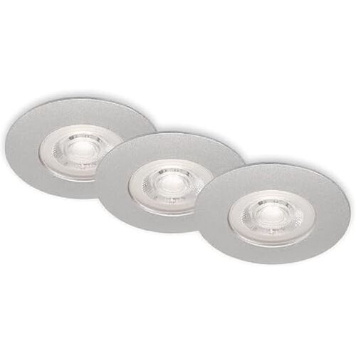 Briloner Set van 3 LED inbouwspots plafond, dimbare inbouwspots, ultra platte LED inbouwspot badkamer, inbouwspot badkamer IP44, chroom mat, 90x25 (DxH)