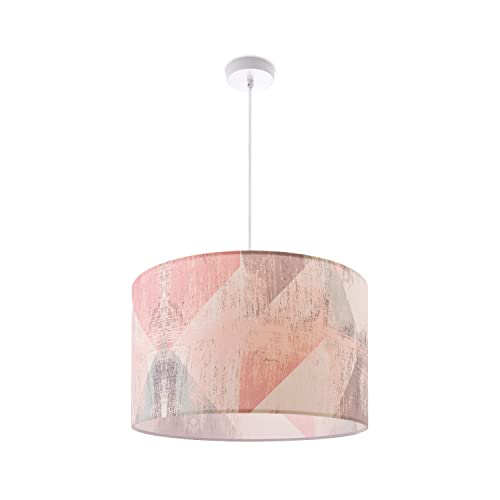 Paco Home Hanglamp Lampenkap Stof E27 Slaapkamer Rond Vintage Retro Cilinder Textiel