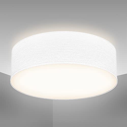 B.K.Licht I Plafondlamp I stoffen plafoniere I slaapkamer plafondlampen I lampen wit I stof plafonniere I IP20 I Ø30cm I excl. E27